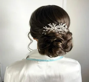 Low Pinned Curl Updo Long Island